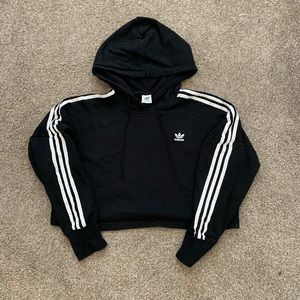 Adidas Cropped Three Striped Hoodie